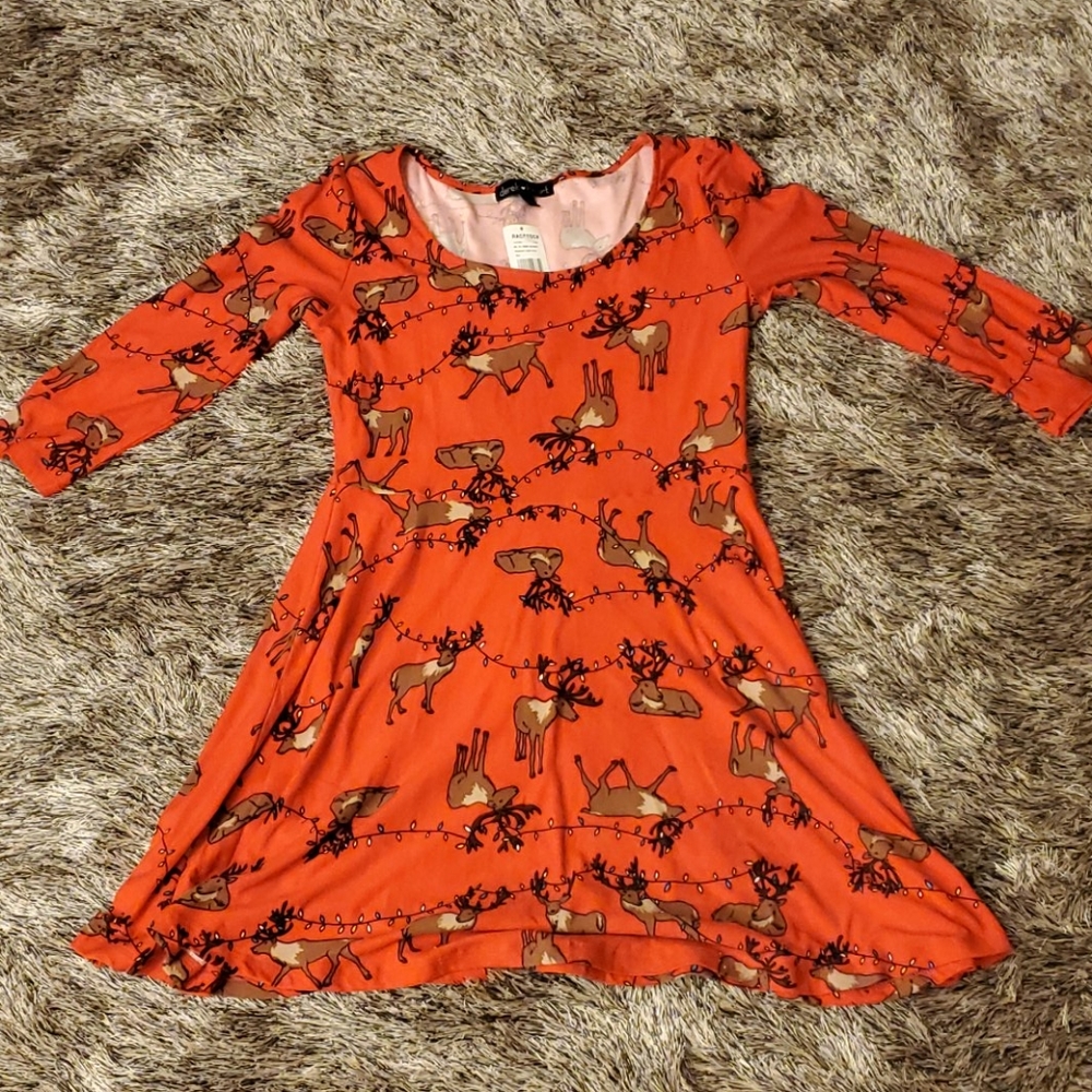 Derek Heart Long Sleeve Christmas Reindeer Dress Size Large NEW with Tags